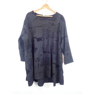 New Collection Scripted Parachute Ladies Dress Tunic Pockets Black Large